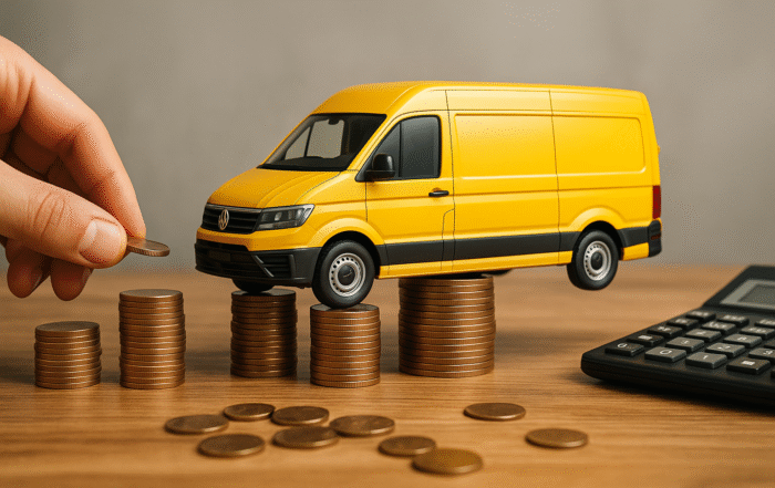 Ullustration af leasing af gulpladebil